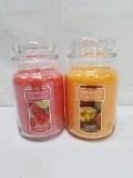 22 oz Yankee Candles, Qty 2: Strawberry Lemon Ice & Mango Peach Salsa - New