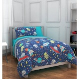 Mainstays Kids Twin Complete Bedding Set - 5pc, Spaceships - New