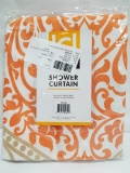 Intelligent Design Brand Shower Curtain - Orange, Tan, White - New