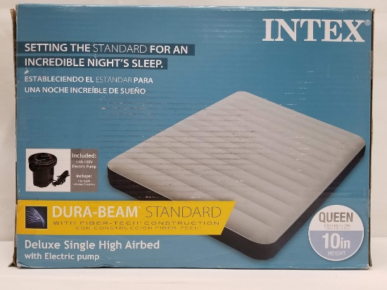 Intex Queen Standard Deluxe Single High Airbed w/ Pump - New