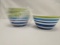 5 Blue & Green Striped Bowls, Dishewasher Safe - New