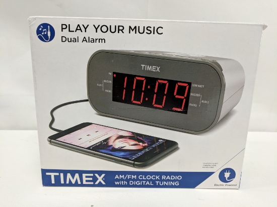 Timex Dual Alarm, Timex, Play Your Music, Battery Backup - New