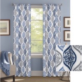 3 Better Homes & Garden Indigo Damask Curtains, Damask Ogee - New