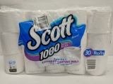 30 Rolls Scott Toilet Paper, 1000 Sheets per Roll - New