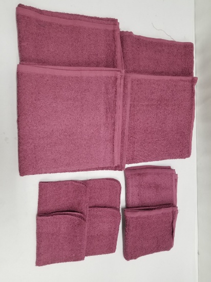 Mainstays 10pc Bath Towel Set: 4 Bath, 2 Hand, 4 Washcloths - Raspberry - New