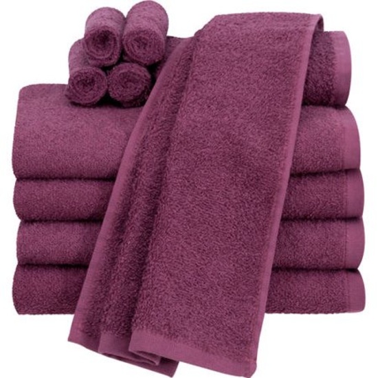 6 PC Raspberry Towel set, 2 Bath Towels, 2 Hand Towels, 2 Washcloths - New