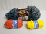 Yarn Lot , Teal/Silver Scarfie, Yellow Yarn, Orange Yarn - New