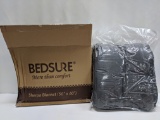 Charcoal Sherpa Blanket Throw, 50x60in, Bedsure, Box Damaged, Blanket Sealed - New