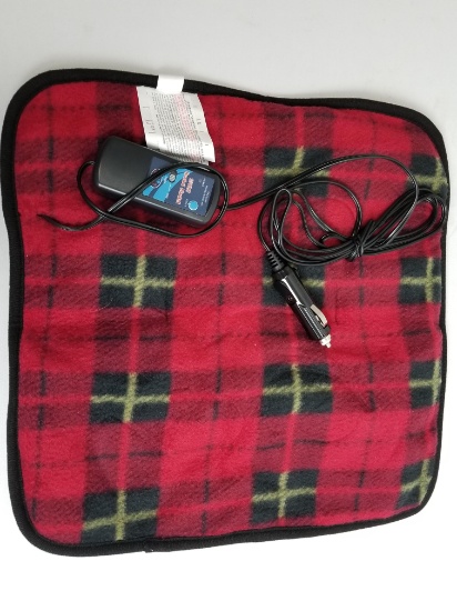 Car Cozy2 12-Volt Heated Pad with Safety Timer - Red Plaid - New