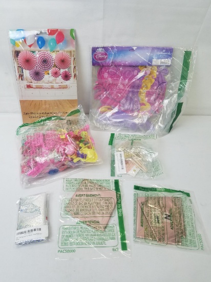 Colorful Girl Party Supplies: Fans, Favors, Sticker, Balloons, Rapunzel, etc - New