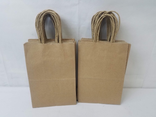 Brown Paper Gift Bags, Qty 25 - New