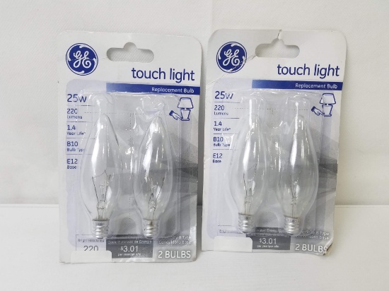 GE Touch Light 25W Replaement Bulbs, Qty 4 - New