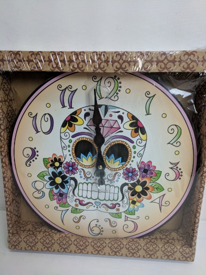 Day of the Dead Clock, Sugar Skull Clock - New