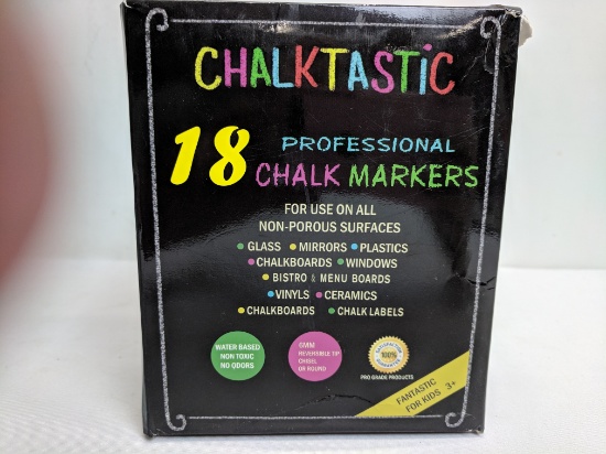 18 Chalk Markers, Professional Chalk Markers, Chalktastic, Damage Box - New