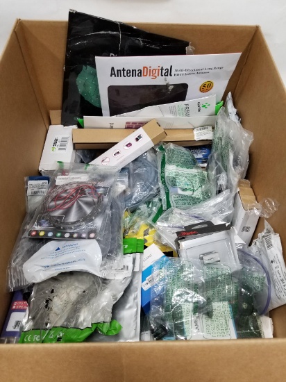Box of Various TV Antennas/Cables, Audio Cables, Etc - MSRP Greater than $75