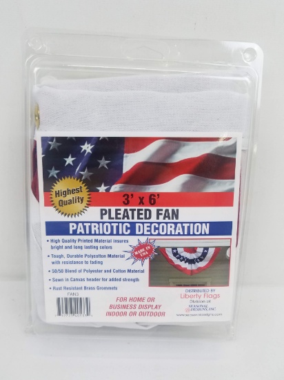 3'x6' Pleated Fan Patriotic Decoration - New