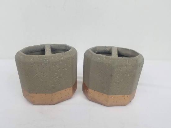 2 Toothbrush Holders, Fragile/Concrete, by BH&G -New