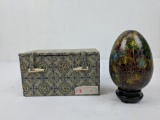Decorative Egg with Stand, Fabric Case
