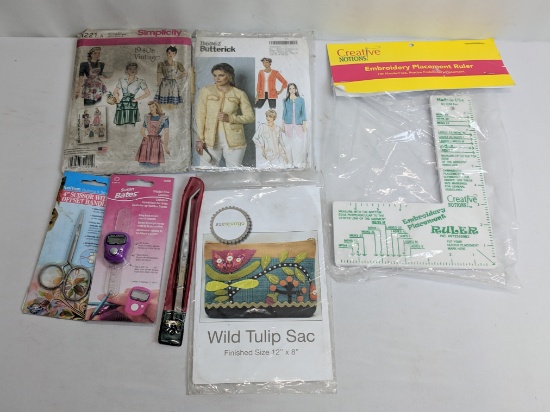 Sewing/Embroidery/Knitting Items, Patterns, Embroidery Ruler, Scissors, Digital Row Counter