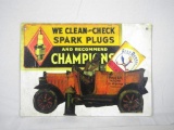 Champion Spark Plug & Road Runner Motor Metal Sign