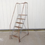 Ladder Platform on caster wheels with hand rails