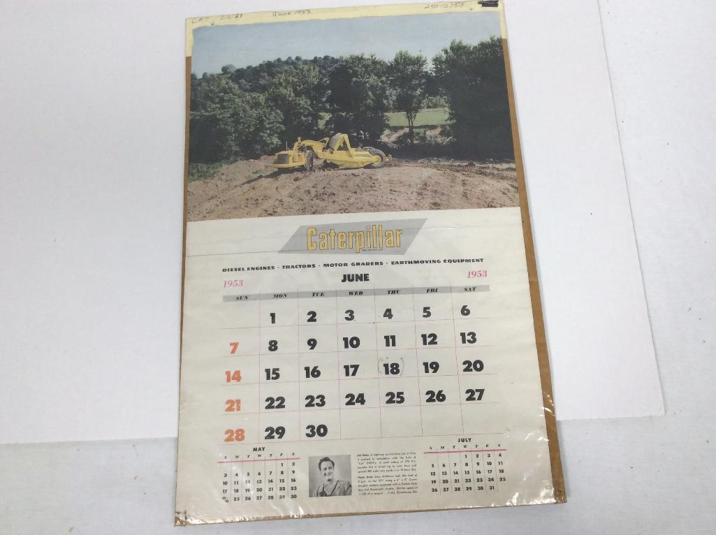 Caterpillar Calendars - June 1953 - November 1953 | Proxibid