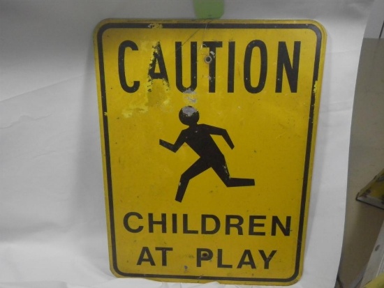 "Caution Children at Play" Road Sign