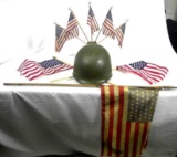Helmet, Canteen and Magnetic Flag Display