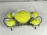 Griswold Round Casserole Set w/Cast Iron Stand Circa 1950's