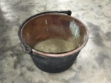 Large Antique Copper Pot with Handle