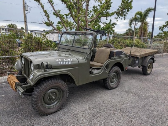 1954 Willys Military Jeep with Trailer