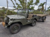 1954 Willys Military Jeep with Trailer