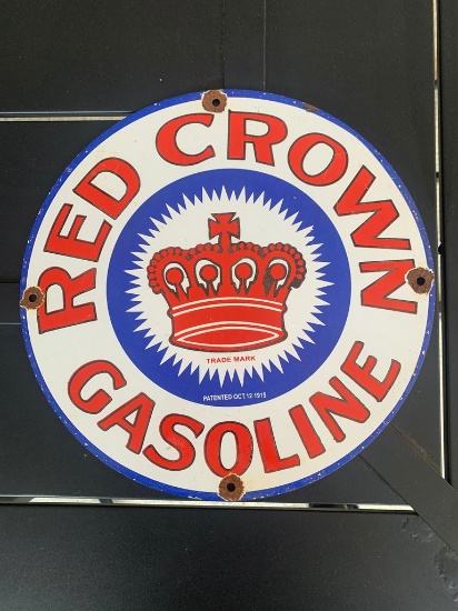Red Crown Gasoline Single Sided Sign