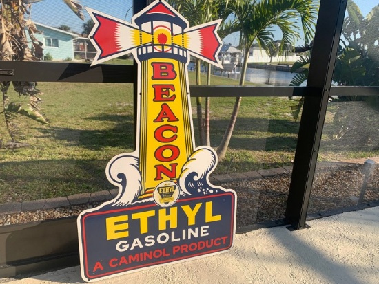 Beacon Ethyl Gasoline Single Sided Sign