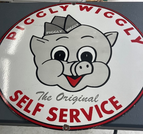 Piggly Wiggly Porcelain and Enameled Sign