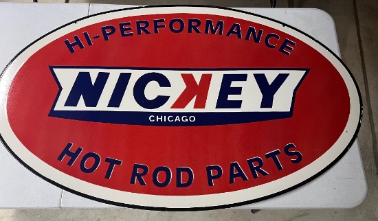 Nickey Chicago Hi-Performance Hot Rod Parts Porcelain Sign