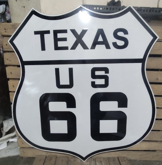 Texas US 66 Porcelain and Enameled Sign