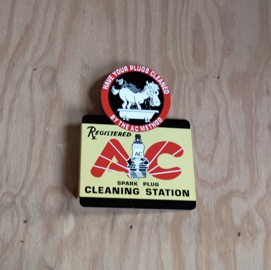 AC Spark Plug Porcelain Sign