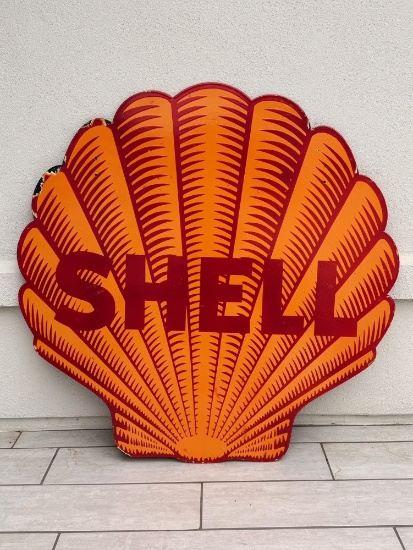 Shell Oil Sign Double Sided Porcelain and Enameled Sign