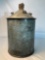 NICE OLD GALVANIZED OIL CAN WITH WOOD CORK TOP