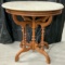 VICTORIAN WALNUT MARBLE TOP OVAL PARLOR TABLE 22