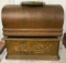EDISON STANDARD CYLINDER ROLL PHONOGRAPH ORIGINAL DECAL ON OAK DOVETAILED BOX WITH LID HORN INCLUDED