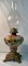 VICTORIAN IRON BASE HAND PAINTED DECORATED LAMP 18