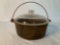 WAGNER WARE #0 CAST IRON DUTCH OVEN WITH ORIGINAL WAGNER WARE GLASS LID