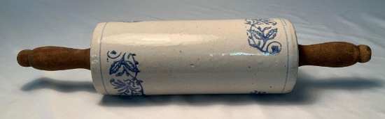 STONEWARE ADVERTISING ROLLING PIN COMPLIMENTS OF J. E. LANDON, "THE NYAL STORE" LAWLER IA