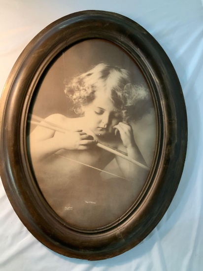 CUPID ASLEEP 24" OVAL FRAME COPYRIGHT 1897