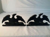 MATCHED SET OF CAST IRON FEDERAL EAGLE BOOK ENDS STAMPED ON BACK SPREAD EAGLE VA. METAL CRAFTERS
