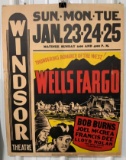 WINDSOR THEATRE MOVIE POSTER WELLS FARGO 22 X 28 PRINTED BY CENTRAL SHOW PRINTING CO IN MASON CITY