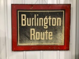 BURLINGTON ROUTE RAILROAD ALUMINUM SIGN ORIGINAL PAINT NO TOUCH UPS 24