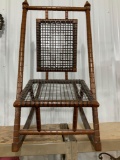 EARLY WALNUT LEATHER STRING ROCKING CHAIR 19.5